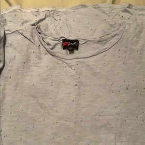 Mini T-shirt dress. Light blue with hole details.L